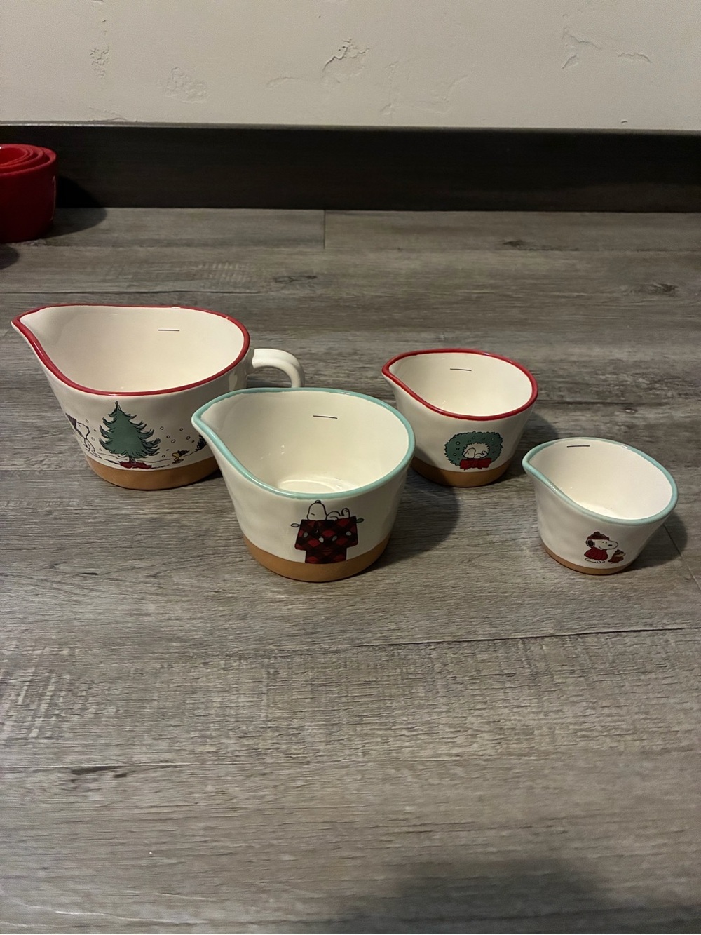 Rae Dunn snoopy Christmas measuring cups